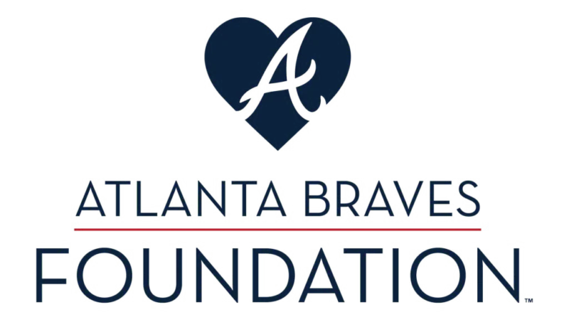 Atlanta Braves Foundation logo with a navy heart featuring a white A above the words ATLANTA BRAVES FOUNDATION in bold navy text, separated by a red line.