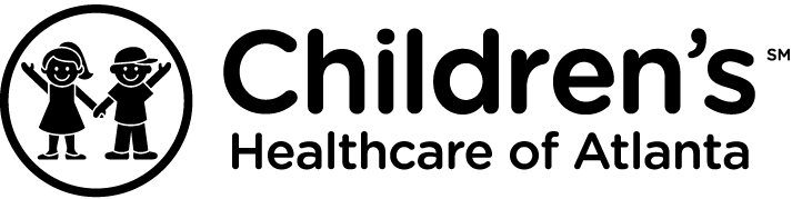 Logo for Childrens Healthcare of Atlanta, featuring cartoon children holding hands inside a circle, with the text Childrens Healthcare of Atlanta to the right.