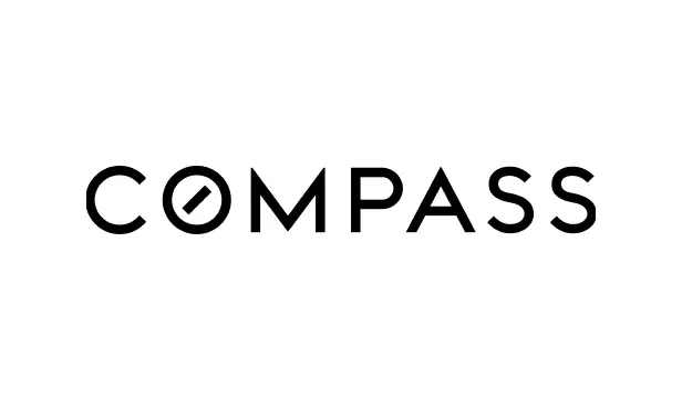 Compass logo with a compass needle inside the letter O.